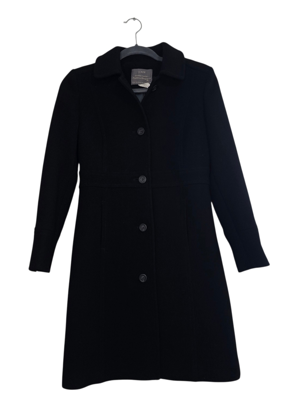 J.Crew Double Cloth by Manifatara di Carmignano Italy Lady Day Wool Coat Black